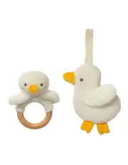 [LIVING TEXTILES] Teething Ring And Dummy Chain in Cream