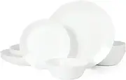 [MARTHA STEWART] Opalton 18 Piece Chip and Break Resistant Opal Glass Dinnerware Set