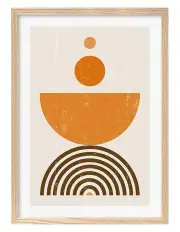 [Profile Australia] Australian Made Orange Boho Sun Bowl Art Print A1 Frame in Natural
