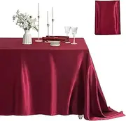 Counfeisly 1 Pack Rectangle Tablecloth Stain Resistant Wrinkle Free Silkly Soft Table Cloth, Satin Dining Table Cloths for Dining Room, Indoor and Outdoor Use, 60 x 84 Inches, Burgundy