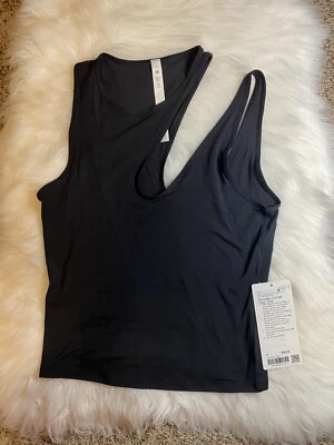 Lululemon Shoulder Cut-Out Yoga Tank Top Black Asymmetrical size 6 New