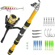 Kids Fishing Pole | Horse Mouth 1.8m Telescopic Fishing Rod - Beginner Fish Kit, Youth Fish Set, Tackle Starter Set, Small Dock Gear Kit for Toddler