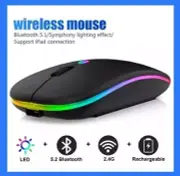 2.4GHz Bluetooth Wireless Optical Mouse USB Rechargeable RGB Office PC Laptop .
