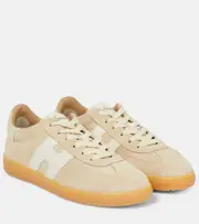 [Hogan] Hogan H647 leather-trimmed suede sneakers AU 4.5 beige
