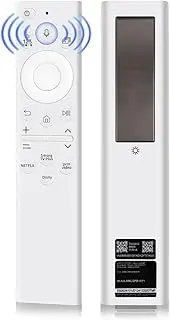 for Samsung Frame TV Remote Replacement,BN59-01391A Solar Rechargeable Voice Remote Control Compatible with Samsung 2021-2023 Smart TVs Ultra HD 4K 8K Neo QLED Crystal UHD,4 Shortcut Buttons, White
