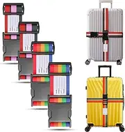 [NULOUMA] 4 Pack Luggage Straps with Name ID Card, 2M Adjustable Belts Keep Suitcase Secure While Traveling, Luggage Accessories to Secure Bag Cargo Safe Quick-Release (Model 2)