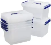 Clear Storage Box with Lid, 6 Liter Small Plastic Box Bins Set of 6