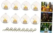 Hanging Glass Tealight Candle Holder with LED Candles - 3.15inch 8pcs With Led