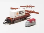 2012 Z-scale Marklin Museum old era flat car, load & metal VW transporter truck