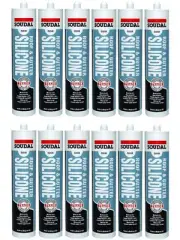 12 x Soudal Roof and Gutter Silicone Sealant Translucent 300ml