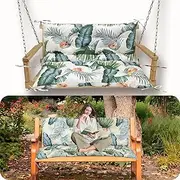 knaricas Porch Swing Cushions, 2-3 Seat Swing Replacement Cushions with Backrest and Ties, Thicken 4" Bench Swing Cushions for Outdoor Furniture Patio (Hawaii,48 * 40)