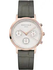 Rosefield Chronograph NCGRG-N95 White Dial Grey Leather Womens Watch