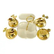 Golden Metal Glass Candy Jar Canisters Set of 4 with Stand 34*25*20 cm