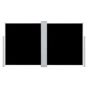 Retractable Double Side Awning Outdoor Shade Blinds Screen 170x600cm Black