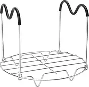 Steamer Rack Trivet with Heat Resistant Silicone Handles Compatible with Instant Pot Accessories 6 Qt 8 Quart, Stainless Steam Rack Pressure Cooker Trivet - Long Handles for Easy Chicken & Pot