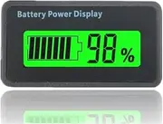 Universal Battery Capacity Indicator Tester Voltmeter with LCD Display, 12-48V Battery Power Monitor, Reverse Connection Protection (Green)