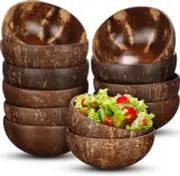 Bokon 12 Pcs Coconut Shell Bowls Polished Wooden Natural Large, Brown