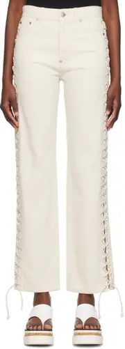 Stella McCartney Lace-Up Detailed Straight-Leg Jeans 24,25,26 White