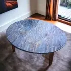 42" Blue Tiger Eye Evening Coffee & Tea Table Top Corner Bad Side Desk Cafe Deco