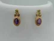 Welsh Clogau 9ct Gold Tree of Life Delphinium Amethyst Stud Earrings RRP £420.00