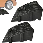 2 Pack Rubber Kerb Ramp, Portable Curb Ramps Heavy Duty Threshold Ramps for Wheelchairs, Caravan, Motorhome, 25×27×13cm