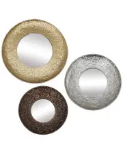 Harp & Finial Regina Mirror - Set Of 3 - Aged Gold, Aged Silver, Aged Gold Bronze Finish