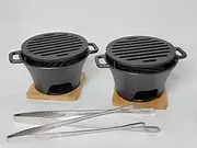 HAWOK Cast Iron Smores grill Mini Hibachi Grill Mini Portable Hibachi Stove set of 2……
