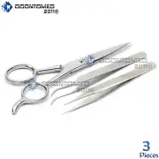 ODM Eyelash Extension Tweezers Straight & Curved + Barber Scissors Stainless 4.5