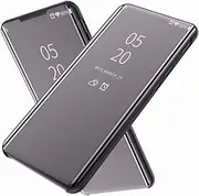 FanTings Case for Samsung Galaxy S20 FE 5G，Mirrored flip Smart Translucent case with Automatic Switch for Samsung Galaxy S20 FE 5G-Black