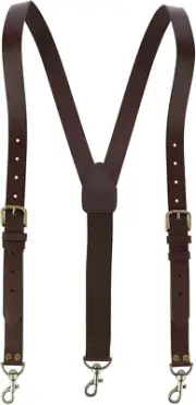 ® Men'S Coated Leather Buckle Strap Suspenders with Metal Swivel Hook Ends