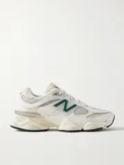 [New Balance] New Balance - 9060 Rubber-trimmed Textured-leather And Mesh Sneakers - Off-white - US9 US 9 Off-white
