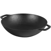 Pyrolux Pyrocast 37cm Cast Iron Wok w/ Handle Round Stir-Fry Pan Cookware Black