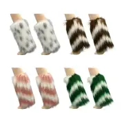 Women Fuzzy Faux Furs Leg Warmer Furs Long Boot Cuffs Cover Boot Cover