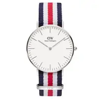 在飛比找森森購物網優惠-DW Daniel Wellington 經典藍白紅帆布時尚