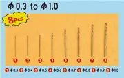 Trumpeter Twist Drilling Auger Bits Set 1 (8pcs, Diameter: 0.3mm-1.0mm)