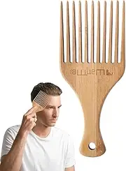 Curly Hair Pick, Long Tooth Detangler Wooden Comb, Detangling Pick Hair Comb, Anti-Static Beard Pick for Men, Home, Salon Borato