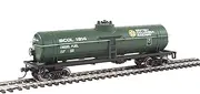 Walthers Trainline HO Scale Model British Columbia Railway Tank Car, Green/Yellow/White