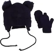 [TINEASUR] Infant Toddler Hat and Mittens Set Kids Beanie Hat and Gloves for Boys Girls Newborn to 4 Years Soft Warm Knit Baby Clothing Dark Blue
