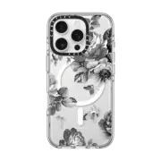 iPhone 16 Pro Clear Case MagSafe Compatible Black Floral Amour iPhone 7 Monochrome Flowers