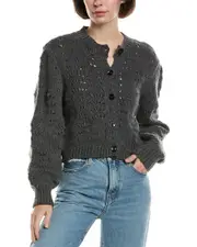 FRAME Denim Textured Stitch Wool Cardigan