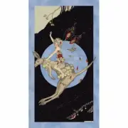Federation Fairies and Kangaroo Blue Metallic Highlights Cotton Fabric Panel