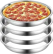 Elsjoy 4 Pack 13 Inch Stainless Steel Pizza Pan, Deep Round Baking Pan Large Pizza Baking Tray, Heavy-Duty Pizza Dish Non-Stick Baking Sheet for Oven, Dishwasher Safe