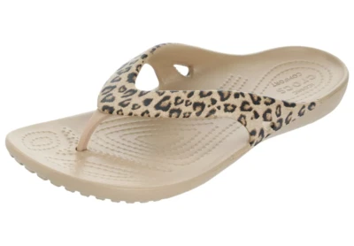 Crocs Kadee II Leopard Print Flip Flop Sandals Size 9