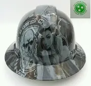 FULL BRIM Hard Hat custom hydro dipped , OSHA approved BAD BONES CLUB GREY !!