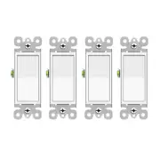 3 Way Light Switch Decor Rocker Paddle Wall On Off 15Amp 120/277V UL White 4Pack