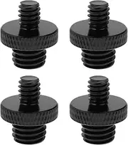 SING F LTD 4pcs Mic Stand Adapter M10 Male to 1/4 Male Thread Double Sides Camera Screw Aluminum Alloy for Microphone Tripod Stand Black