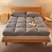 Thickened Warm Velvet Soft Mattress, Skin-Friendly and Fast Heating, Long-Term Temperature Lock, Dormitory Bedding,Gray,120 * 200CM