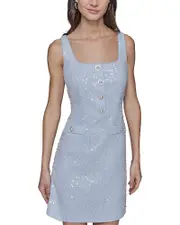Karl Lagerfeld Paris Sequin Tweed A Line Dress