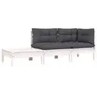 3 Pcs Wooden Lounge Set Outdoor Furniture Modular Garden Sofa With Cushions