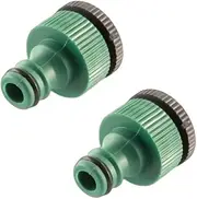 [JD Brands] 2-in-1 Garden Hose Tap Connector – 3/4" & 1/2" BSP Threaded Outdoor Faucet Adapter (2 Pack) | Universal Plastic Hose Fitting for Garden Taps & Irrigation Systems